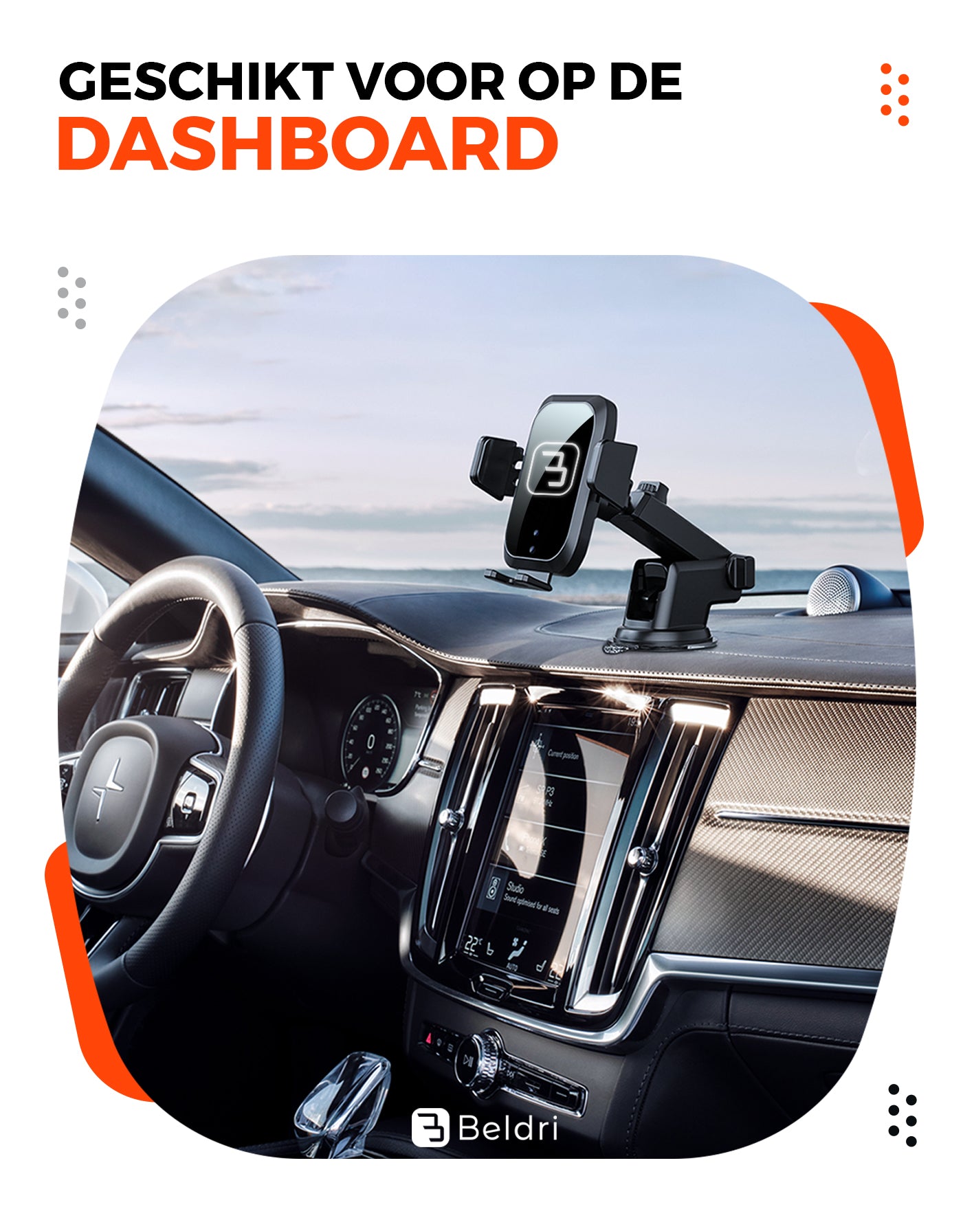 Beldri Telefoonhouder Auto Dashboard - Voorruit - Luchtrooster met Draadloos Opladen - 15W snellader