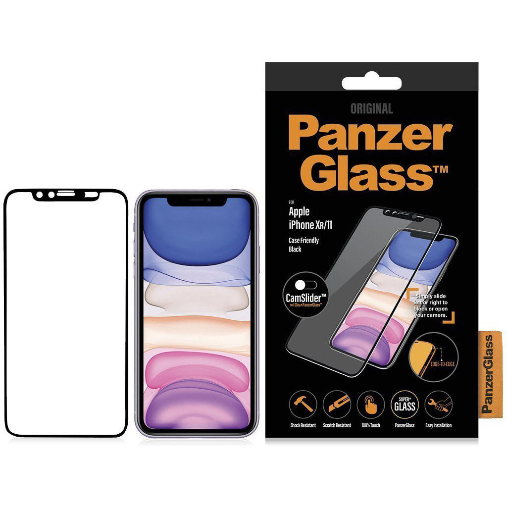 PanzerGlass Apple iPhone XR/iPhone 11 Black Camslider Case Friendly Privacy Glass
