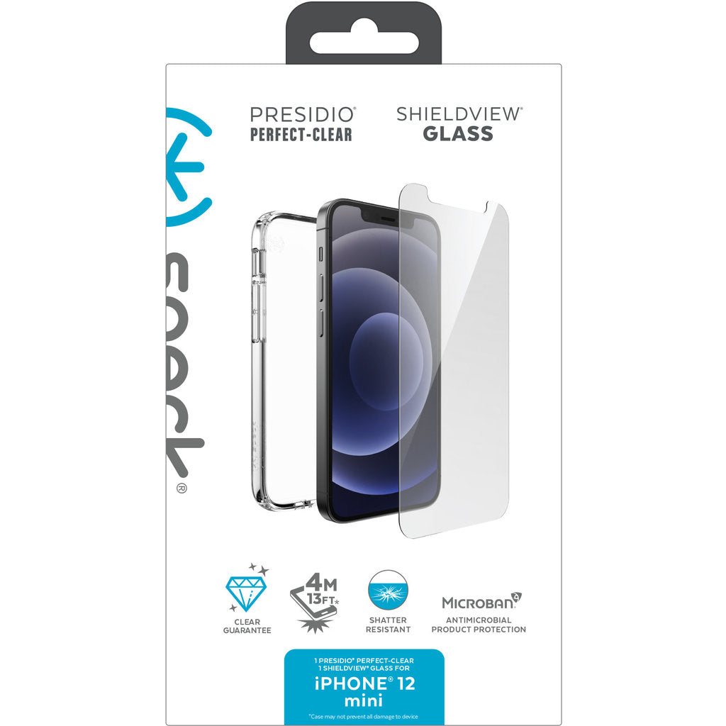 Speck Presidio Perfect Clear + Shieldview Bundle Apple iPhone 12 Mini - with Microban