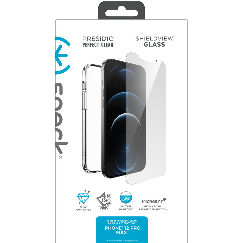 Speck Presidio Perfect Clear + Shieldview Bundle Apple iPhone 12 Pro Max - with Microban