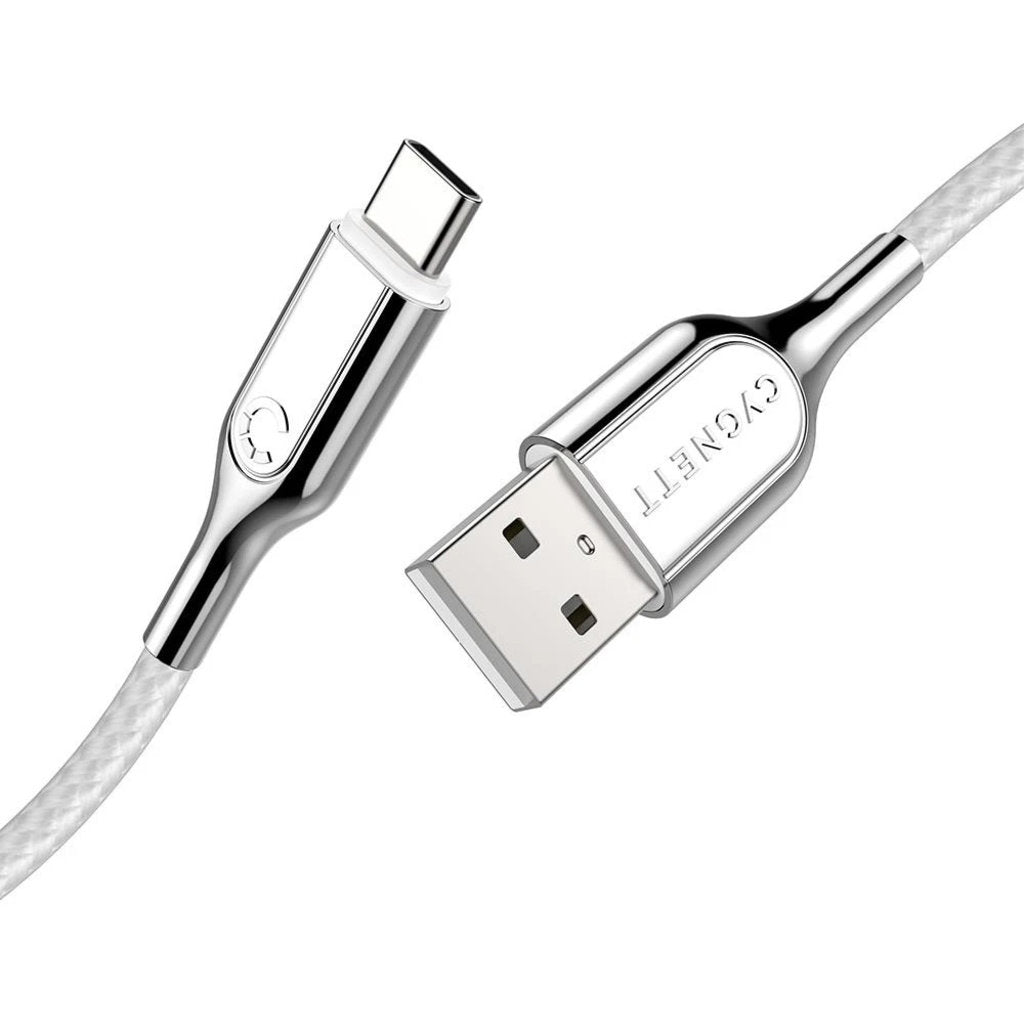 Cygnett Armoured Braided USB-C to USB-A Cable 1m White