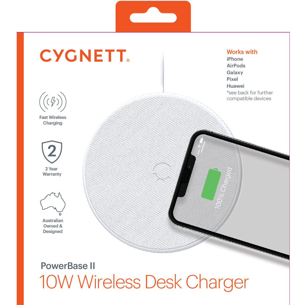 Cygnett PowerBase II 10W Wireless Charger White