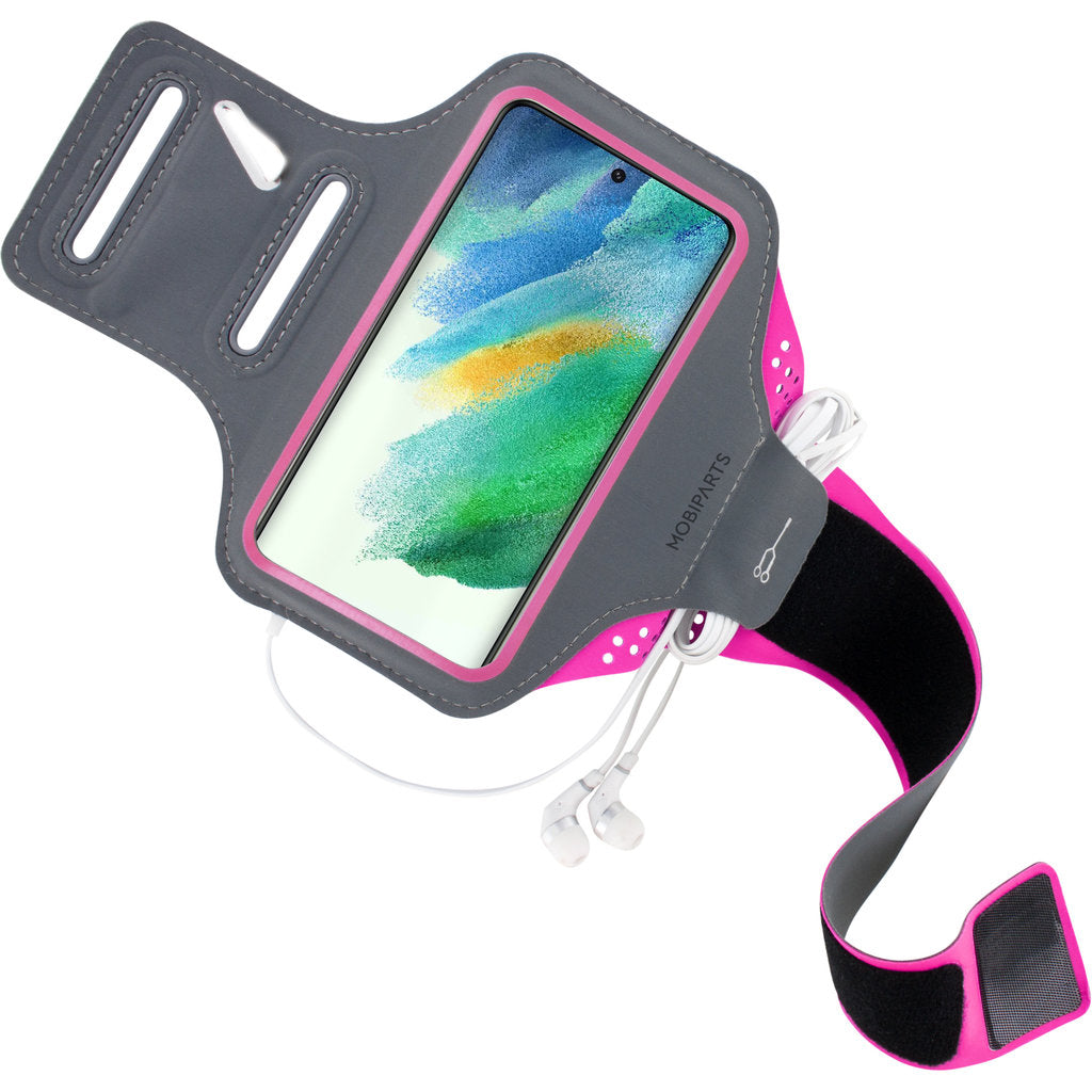 Mobiparts Comfort Fit Sport Armband Samsung Galaxy S21 FE (2022) Neon Pink
