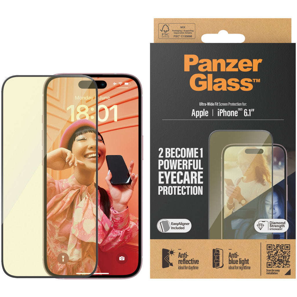 PanzerGlass Apple iPhone 15 Anti-Reflective & Anti-Bluelight UWF with EasyAligner