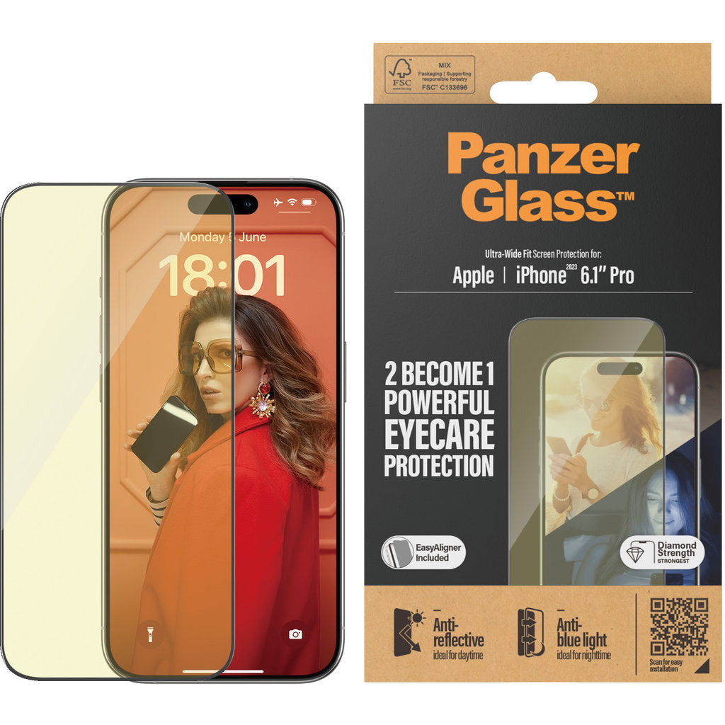 PanzerGlass Apple iPhone 15 Pro Anti-Reflective & Anti-Bluelight UWF with EasyAligner