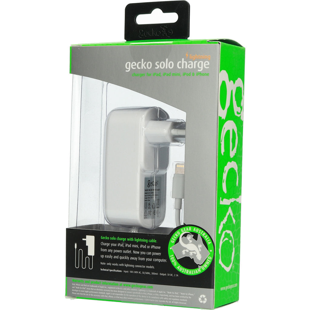 Gecko Travel Charger Apple Lightning 2.1A White