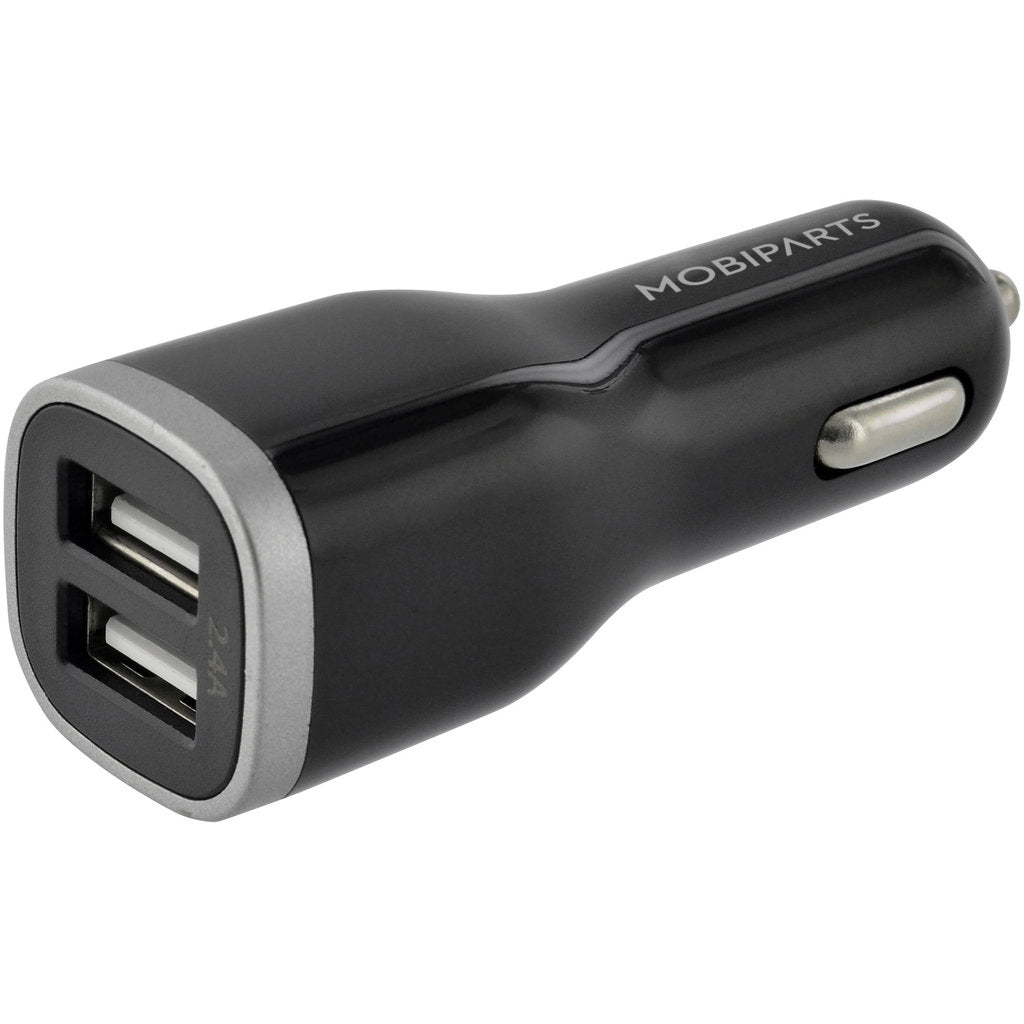 Mobiparts Car Charger Dual USB 12W/2.4A + USB-C Cable Black