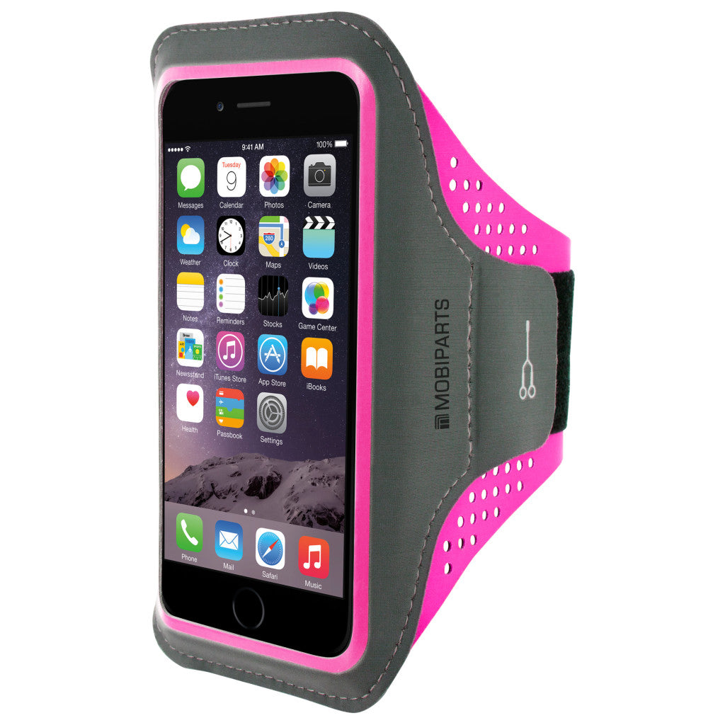 Mobiparts Comfort Fit Sport Armband Apple iPhone 6 Plus/6S Plus/7 Plus/8 Plus Neon Pink