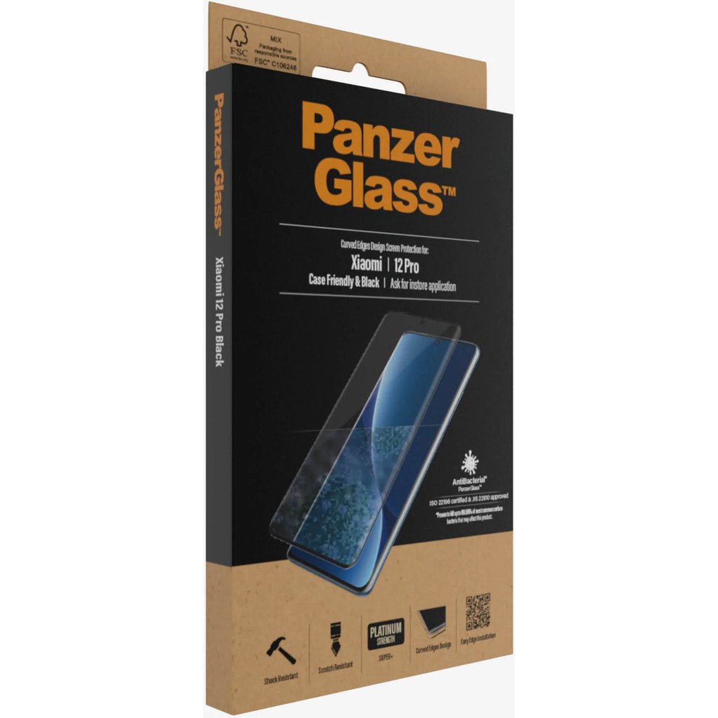 PanzerGlass Xiaomi 12 Pro - Black Case Friendly - Anti-Bacterial - SUPER+ Glass